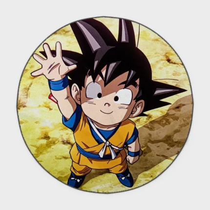 Bring the adorable child version of *Goku* into your space with this cute round rug. Perfect for kids’ rooms or cozy room decor, it adds a sweet and charming touch to any space.