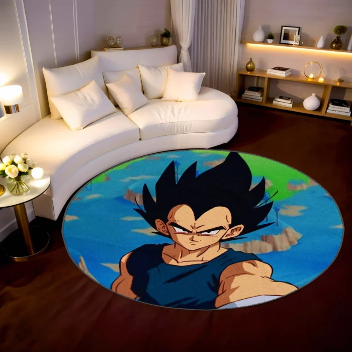 Vegeta Round Rug – Cool Round Rug for Game Room or Otaku Decor - Image 2
