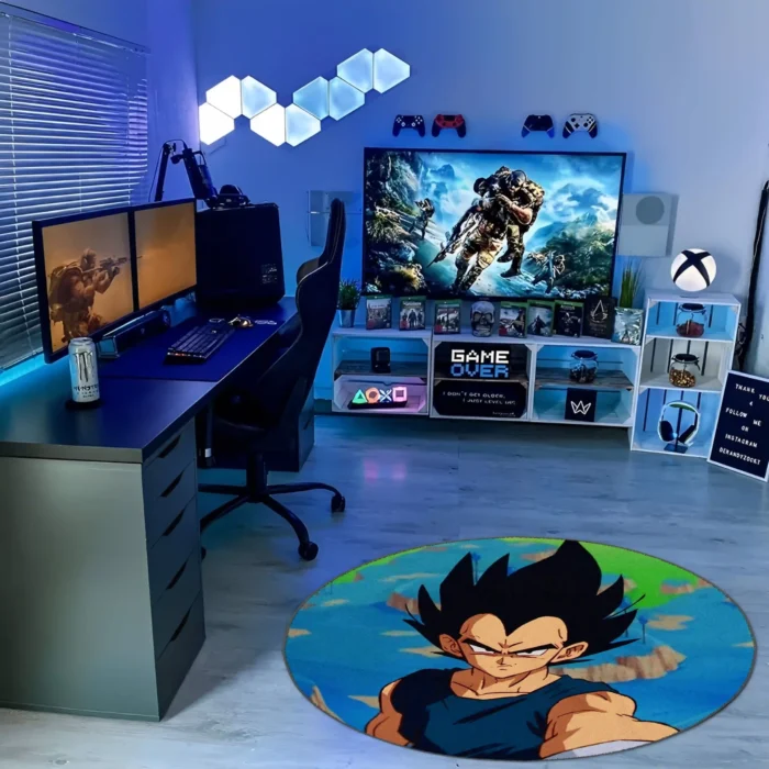 Vegeta Round Rug – Cool Round Rug for Game Room or Otaku Decor - Image 3