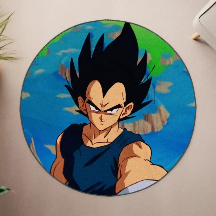 Vegeta Round Rug – Cool Round Rug for Game Room or Otaku Decor - Image 4