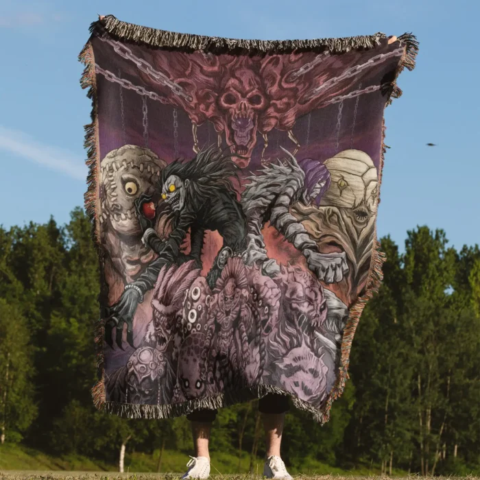 Death Ryuk Woven Tapestry Throw Blanket – Mysterious Wall Rug, Room & Home Decor, Dark Fantasy Gift - Image 4