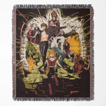 Death Note woven tapestry throw blanket, cozy throw and room decor, a striking accent piece perfect for adding a Death Note theme to any room.