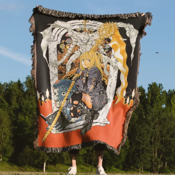 Death Misa And Shinigami Anime Woven Tapestry Throw Blanket – Gothic Wall Art, Home & Room Decor, Perfect Gift - Image 4