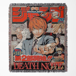 Death Note woven tapestry throw blanket, dark wall art and room decor, perfect as a collectible gift for Death Note fans.