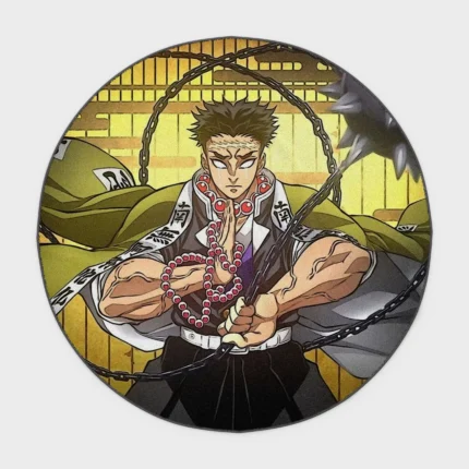 For fans of *Demon Slayer*, this Gyomei round rug brings an epic and powerful touch to your otaku room or as a fan gift. It adds strength and style to your decor.