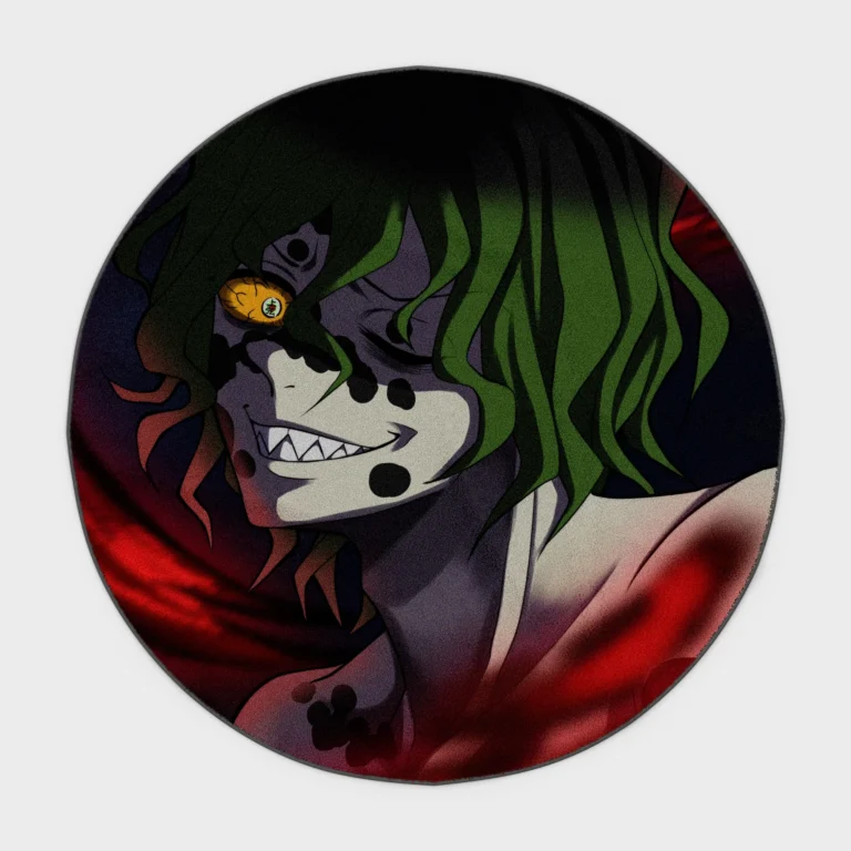 Bring the intense world of *Demon Slayer* into your boys' bedroom or gaming room with this Gyutaro round rug. It adds a cool and dark vibe to your space, perfect for fans of the character.