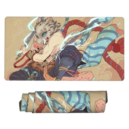 This Inosuke mouse pad is a cool Demon Slayer desk mat, ideal for otaku bedrooms, gaming rooms, or anime fan collections. A wild anime gift.