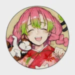 Add some cute charm to your girls' room or cozy room decor with this Mitsuri round rug. Perfect for *Demon Slayer* fans, it brings a sweet and colorful touch to any space.