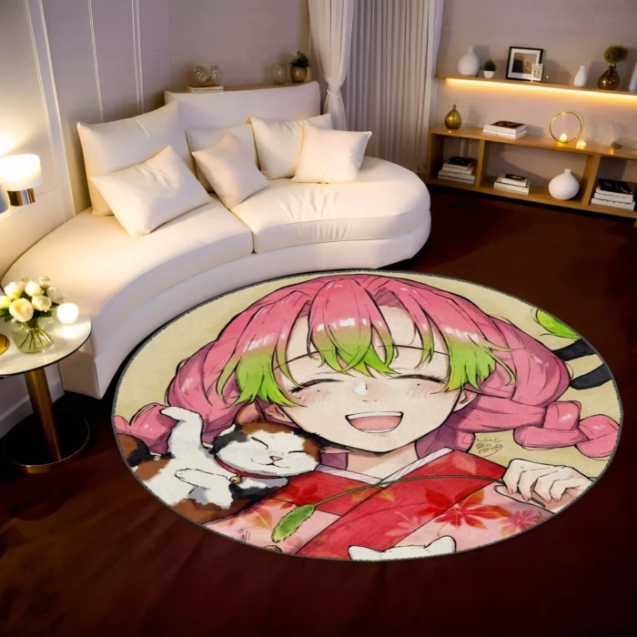 Mitsuri Round Rug – Cute Rug for Girls Room or Cozy Room Decor - Image 2