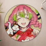 Mitsuri Round Rug – Cute Rug for Girls Room or Cozy Room Decor - Image 4