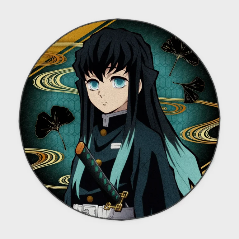 For fans of *Demon Slayer*, this Muichiro Tokito round rug brings a unique and mystical touch to your otaku room or as a collector’s gift. It adds a serene and tranquil vibe to your space.