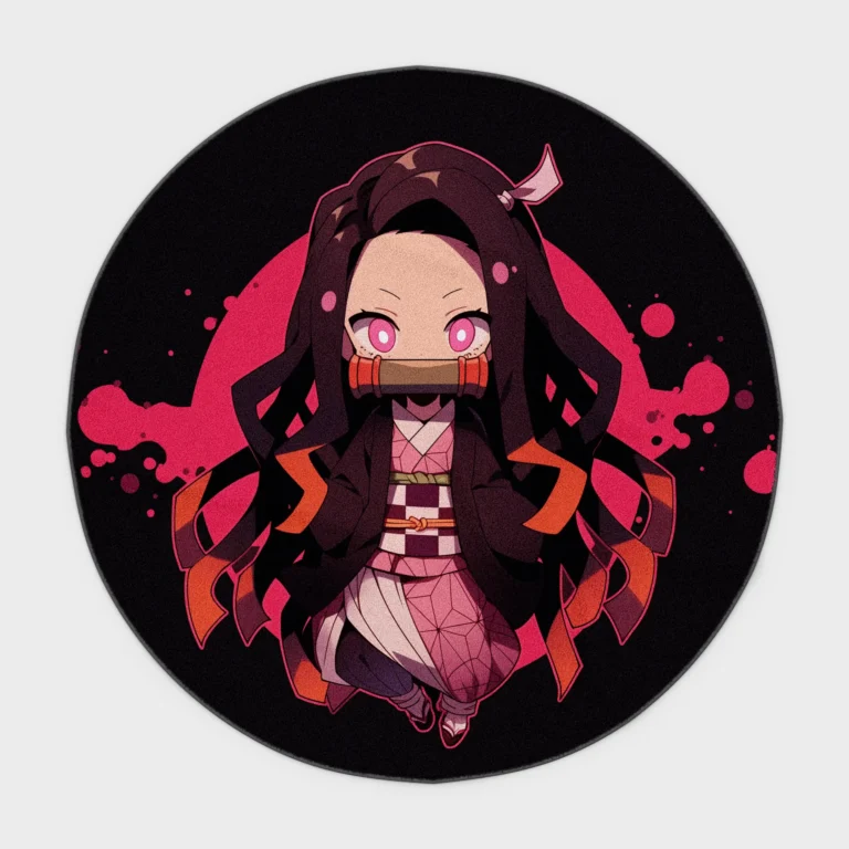 Step into the world of *Demon Slayer* with this cute Nezuko round rug. Ideal for girls’ rooms or as a gift setup, it adds an adorable and charming vibe to your space.