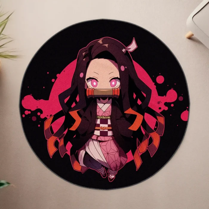 Nezuko Round Rug – Cute Round Rug for Girls Room or Gift Setup - Image 4