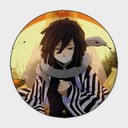 For fans of *Demon Slayer*, this Obanai round rug adds a stylish and dynamic touch to your fan room or as a gift display. It brings the character’s strength into your space with elegance.