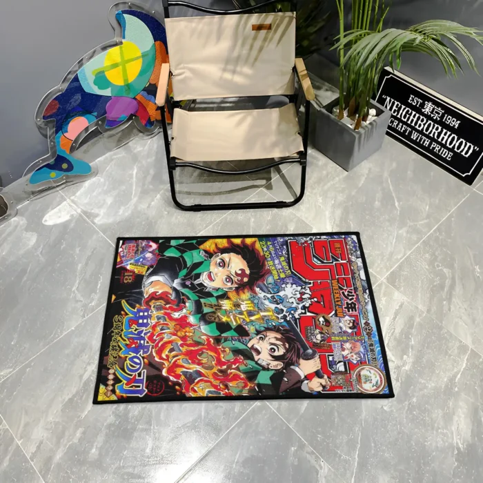 Tanjiro Jump Cover Rug – Unique Rug for Game Room or Cozy Decor - Image 3