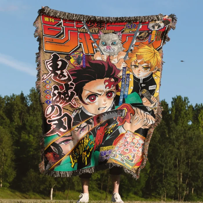 Demon Manga Cover Anime Woven Tapestry Throw Blanket – Stylish Wall Rug, Room & Home Decor, Collectible Gift - Image 4