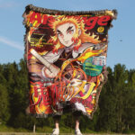 Demon Rengoku Kyoujurou Anime Woven Tapestry Throw Blanket – Fiery Wall Art, Room & Home Decor, Perfect Gift - Image 4