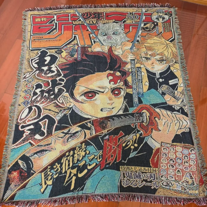 Demon Manga Cover Anime Woven Tapestry Throw Blanket – Stylish Wall Rug, Room & Home Decor, Collectible Gift - Image 6