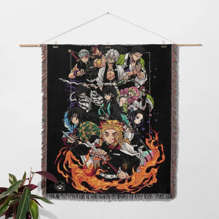 Demon Woven Tapestry Throw Blanket – Minimalist Wall Art, Room & Home Decor, Anime-Inspired Accent - Image 2