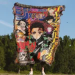 Demon Manga Cover Woven Tapestry Throw Blanket – Wall Rug, Room & Home Decor, Perfect Gift for Fans - Image 4