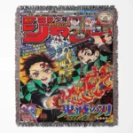 Demon Slayer Tanjiro woven tapestry throw blanket, iconic wall hanging and room decor, perfect collectible gift for fans of Tanjiro Kamado from Demon Slayer.