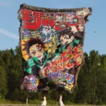 Demon Tanjiro Woven Tapestry Throw Blanket – Iconic Wall Hanging, Room & Home Decor, Collectible Gift - Image 4