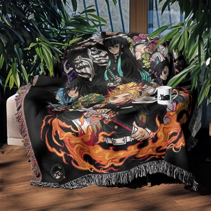 Demon Woven Tapestry Throw Blanket – Minimalist Wall Art, Room & Home Decor, Anime-Inspired Accent - Image 3