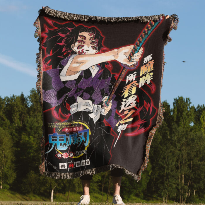 Demon Kokushibo Anime Woven Tapestry Throw Blanket – Bold Wall Art, Room & Home Decor, Dark Interior Accent - Image 4
