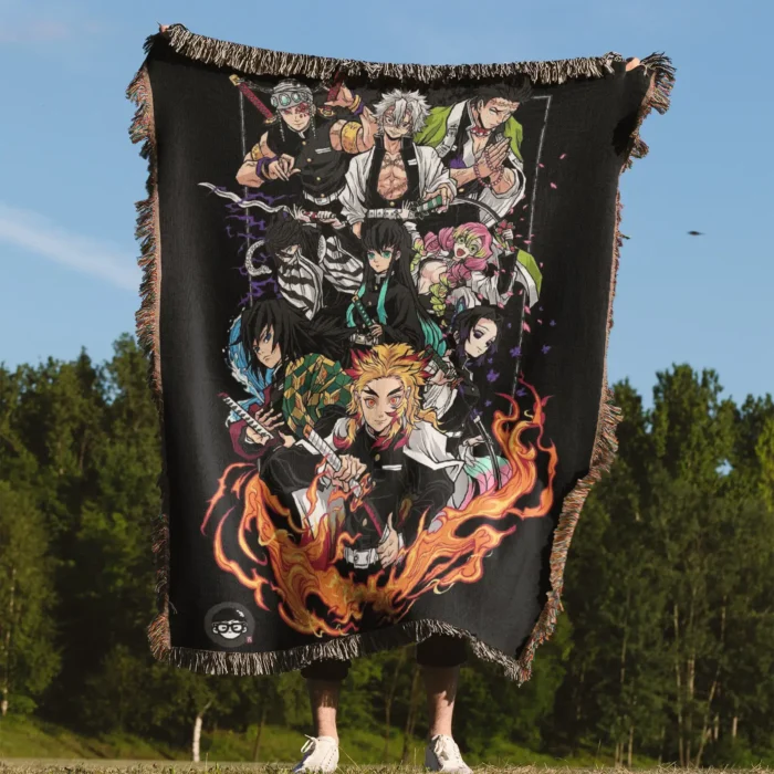 Demon Woven Tapestry Throw Blanket – Minimalist Wall Art, Room & Home Decor, Anime-Inspired Accent - Image 4