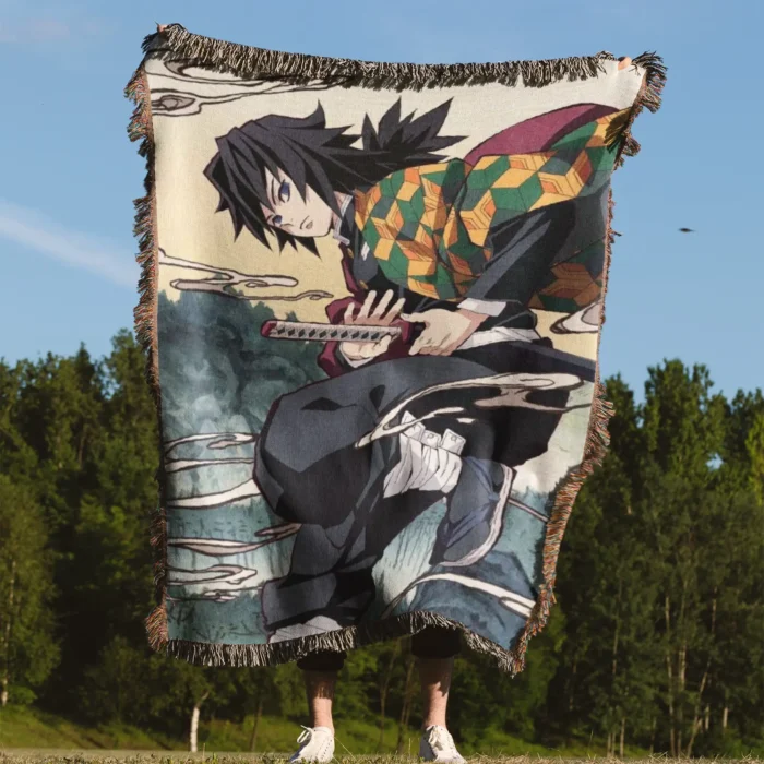 Demon Giyuu Woven Tapestry Throw Blanket – Cool Wall Art, Room & Home Decor, Calm Design Accent - Image 4