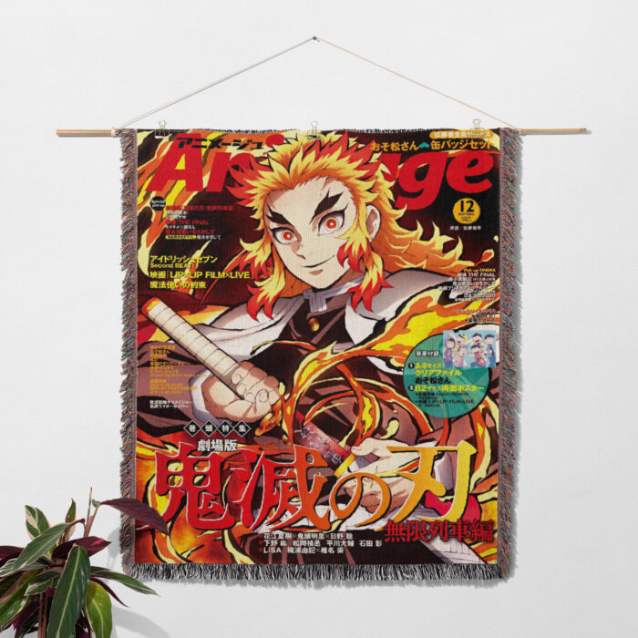 Demon Rengoku Kyoujurou Anime Woven Tapestry Throw Blanket – Fiery Wall Art, Room & Home Decor, Perfect Gift - Image 2