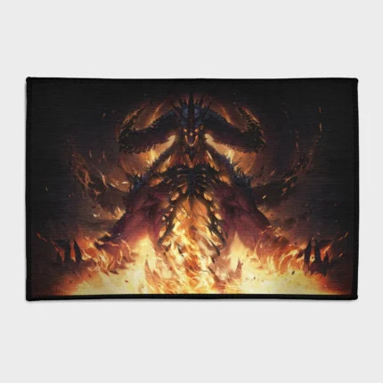 Dive into the dark fantasy world of Diablo with this epic game rug. Ideal for boys' rooms or any dark fantasy setup, this rug brings the intense atmosphere of the game to your space, perfect for fans and gamers alike.