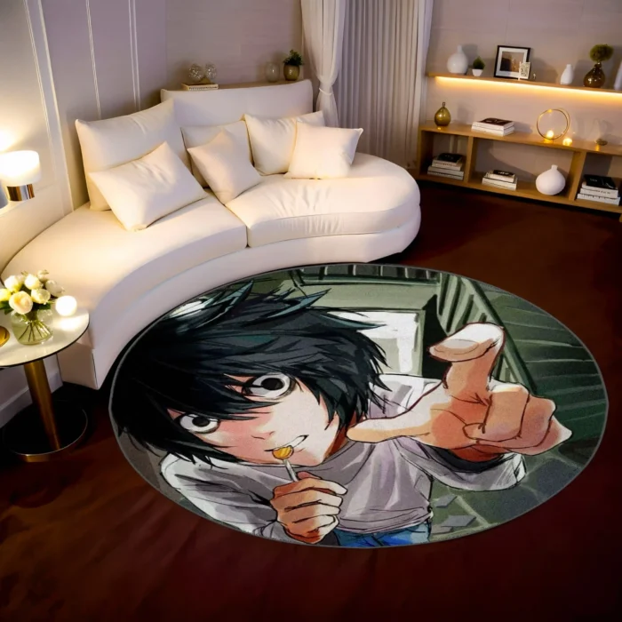 L Lawliet Round Rug – Unique Floor Mat for Bedroom or Fan Room Display - Image 2
