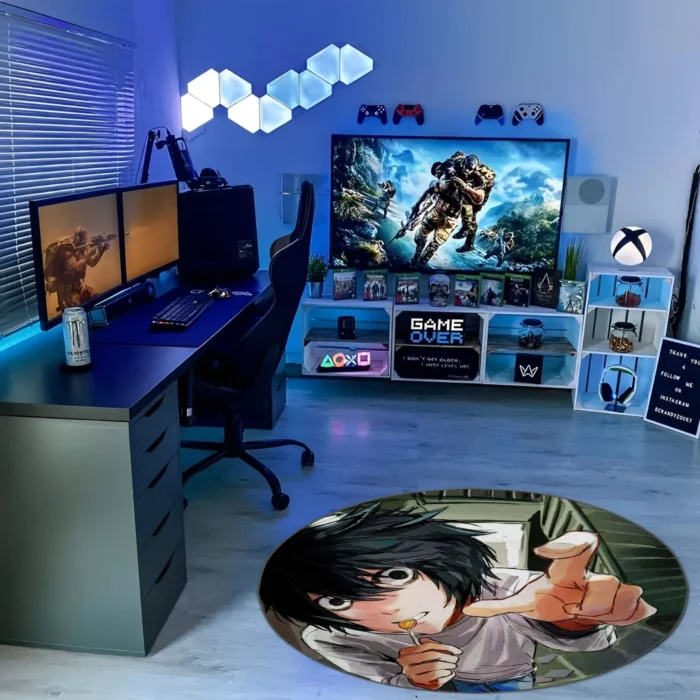 L Lawliet Round Rug – Unique Floor Mat for Bedroom or Fan Room Display - Image 3