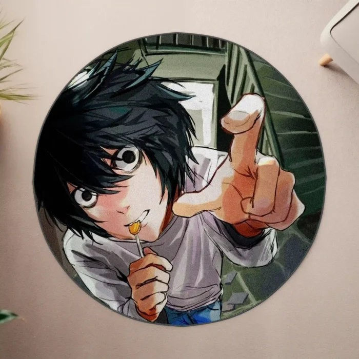 L Lawliet Round Rug – Unique Floor Mat for Bedroom or Fan Room Display - Image 4