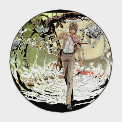 Bring the world of *Death Note* into your room with this Light Yagami round rug. Stylish and sophisticated, it makes the perfect addition to your bedroom or a great gift idea for fans.