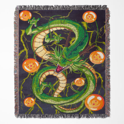 Dragon Ball woven tapestry throw blanket, iconic wall art and room decor, ideal for fans of Dragon Ball who want a piece of the anime’s world in their home.