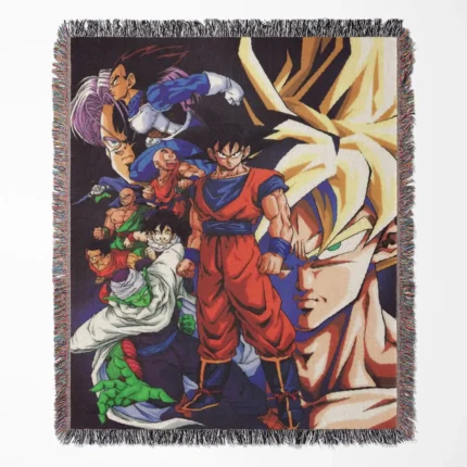 DB woven tapestry throw blanket, stylish wall hanging and room decor, a fan-favorite piece perfect for any Dragon Ball fan’s home.