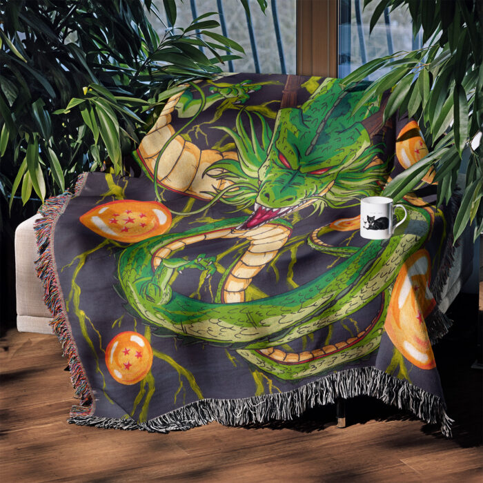 DB Shenron Anime Woven Tapestry Throw Blanket – Mystical Wall Art, Room & Home Decor, Perfect Gift - Image 3