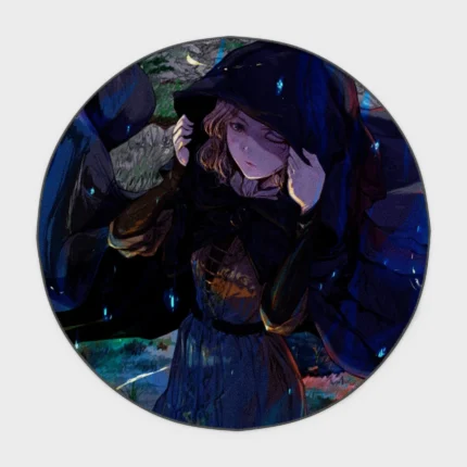This Melina round rug brings elegance and charm to your space, ideal for bedroom or game room decor. A great addition for *Elden Ring* fans, it adds a graceful touch to any room.
