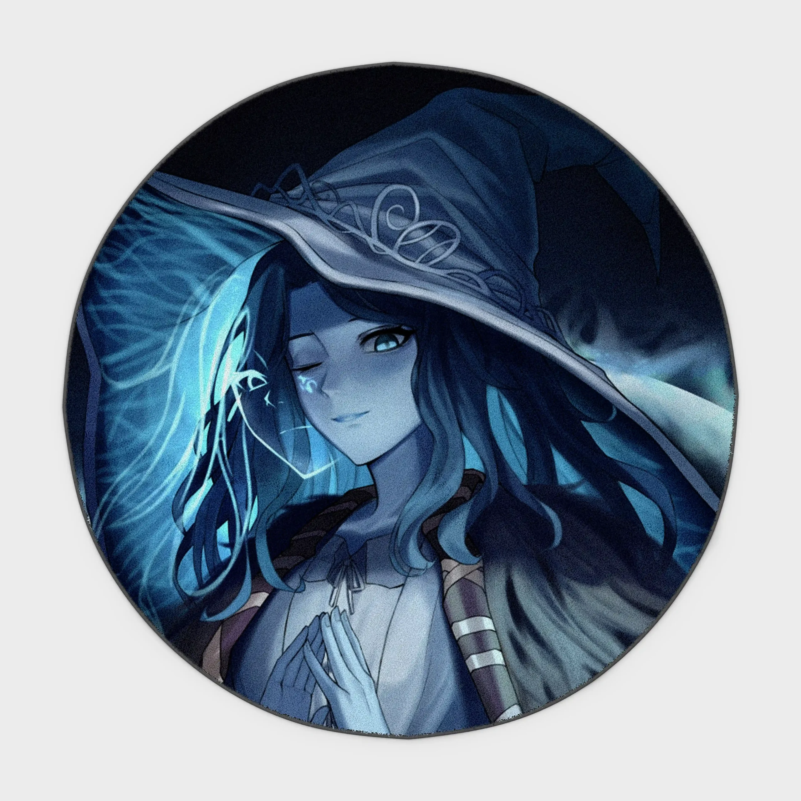 elden-ring-Ranni-round-rug-1-scaled Bring the mystical world of *Elden Ring* to your space with this Ranni round rug. Its mysterious and elegant design is perfect for fans and adds a fantasy touch to any bedroom or decor.