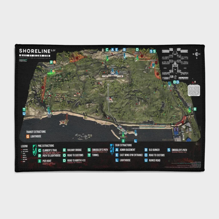 Step into the world of *Escape from Tarkov* with this unique EFT map rug. Perfect for your operator setup, it brings a tactical and immersive touch to any fan’s room.