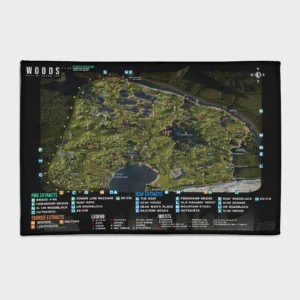 For fans of *Escape from Tarkov*, this Woods map rug is the perfect addition to your tactical setup. It adds a cool and immersive vibe to your PMC-themed room or decor.
