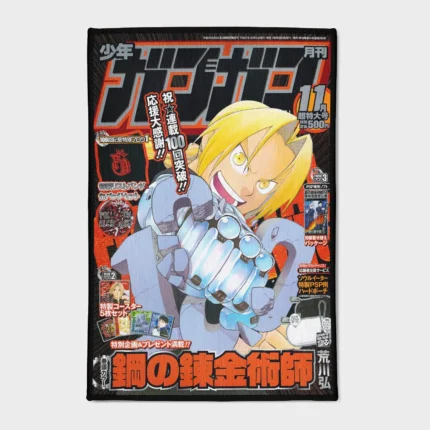 For *Fullmetal Alchemist* fans, this Jump cover rug brings the epic series into your room. It’s perfect for your boys' room or as a unique decor item for anime lovers.