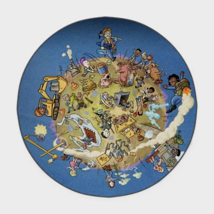 Step into the wasteland with this *FO 76* round rug. Ideal for RPG fans, it adds a unique touch to your bedroom or wasteland-themed decor, bringing the *Fallout* universe to life.