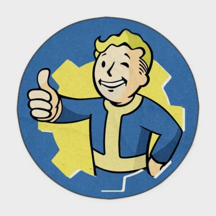 Embrace the *Fallout* universe with this Vault Boy round rug. Ideal for gaming rooms or vault-themed setups, this fun rug adds character and charm to your space while enhancing your fan decor.