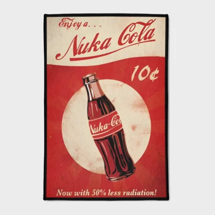 Add some fun and nostalgia with this Nuka Cola rug from *Fallout*. Ideal for bedrooms or gaming setups, it brings the iconic game beverage into your space, making it a unique decor piece.
