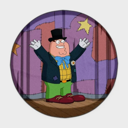 Bring laughter to your gaming room with this Peter Griffin Dad round rug. Its funny cartoon design is a perfect addition to your gaming space, bringing iconic *Family Guy* humor to life.
