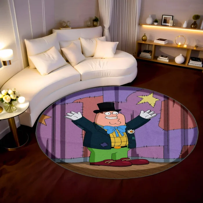 Peter Griffin Dad Round Rug – Funny Cartoon Carpet for Gaming Room Decor - Image 2