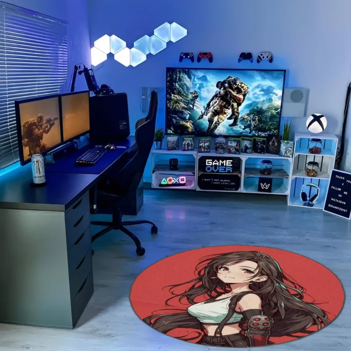 Tifa Round Rug – Stylish Decor Rug for Otaku Room or Gaming Setup - Image 3